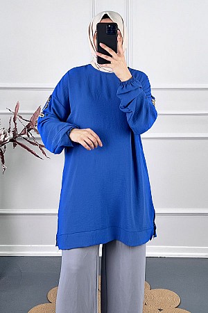 Zincir Detaylı Tunik - Mavi