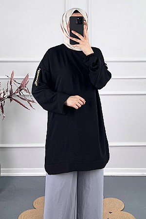 Zincir Detaylı Tunik - Siyah Zincir Detaylı Tunik - Siyah