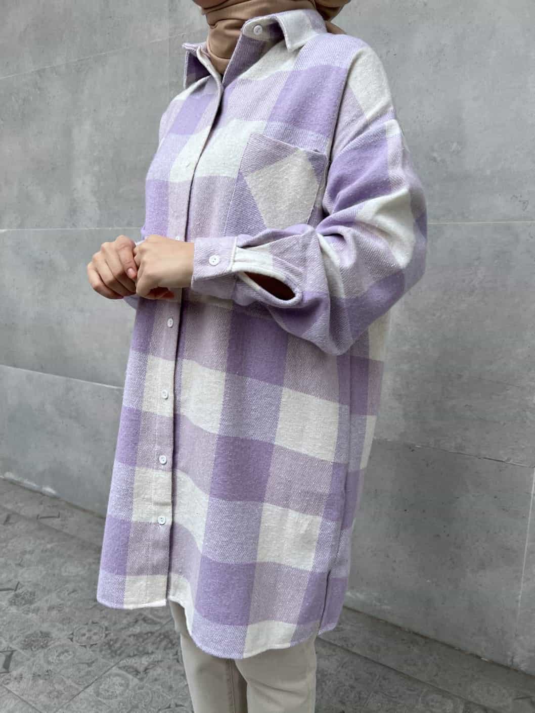 Ekose Oduncu Gömlek - Mor