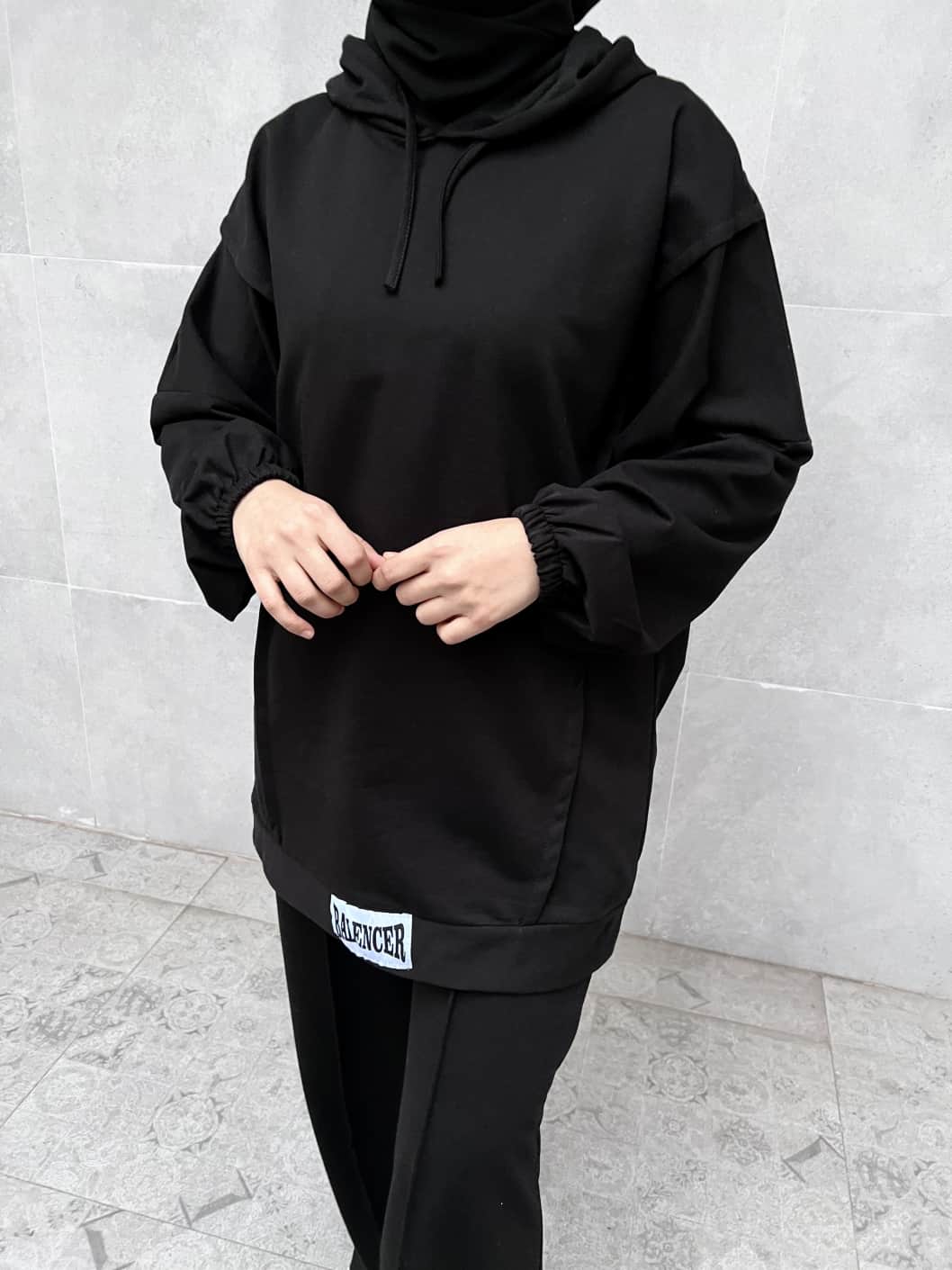 Balance Yazılı Sport Tesettür İkili Takım - Siyah