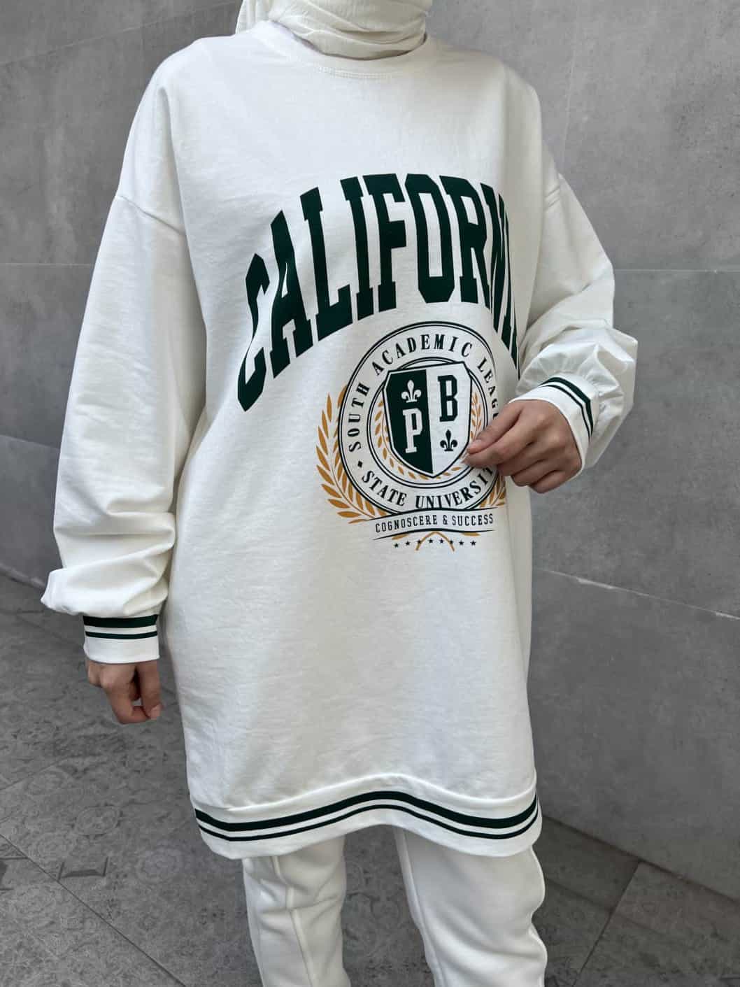California Baskılı Sweatshirt - Beyaz