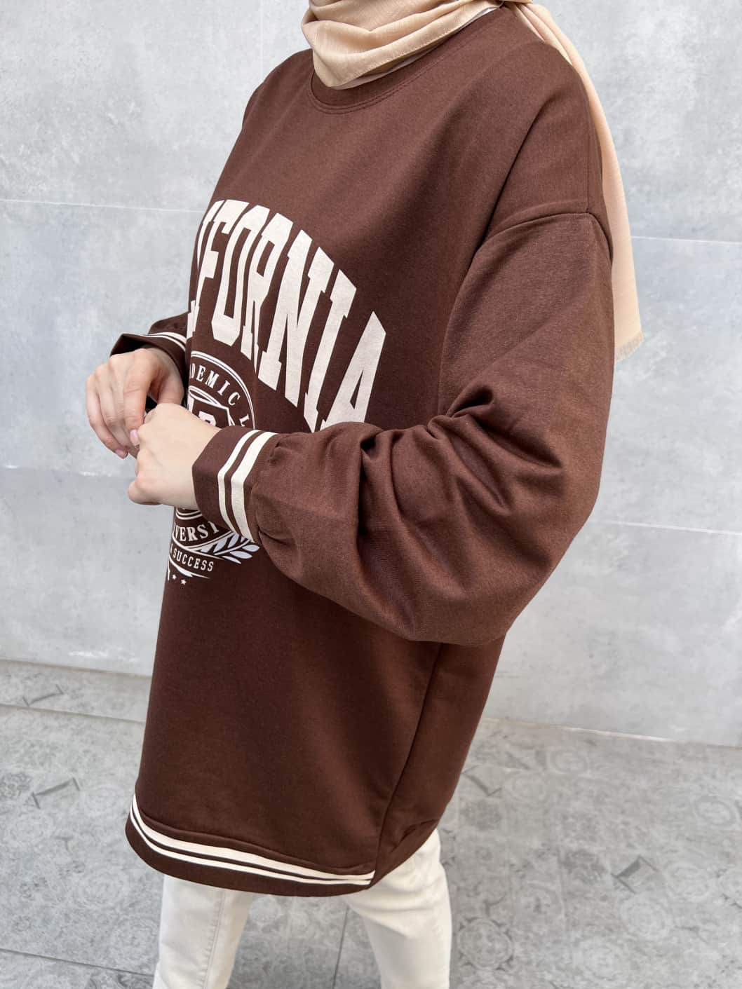 California Baskılı Sweatshirt - Kahverengi