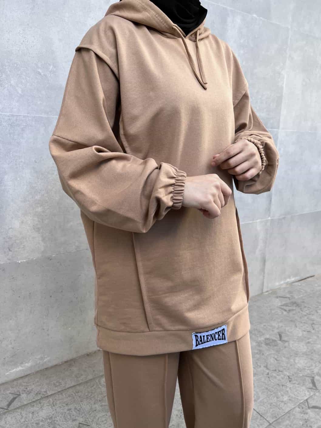 Balance Yazılı Sport Tesettür İkili Takım - Kahverengi