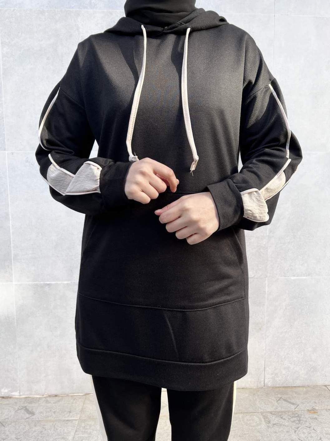 Aerobin Detaylı İkili Eşofman Takımı - Siyah Aerobin Detaylı İkili Eşofman Takımı - Siyah