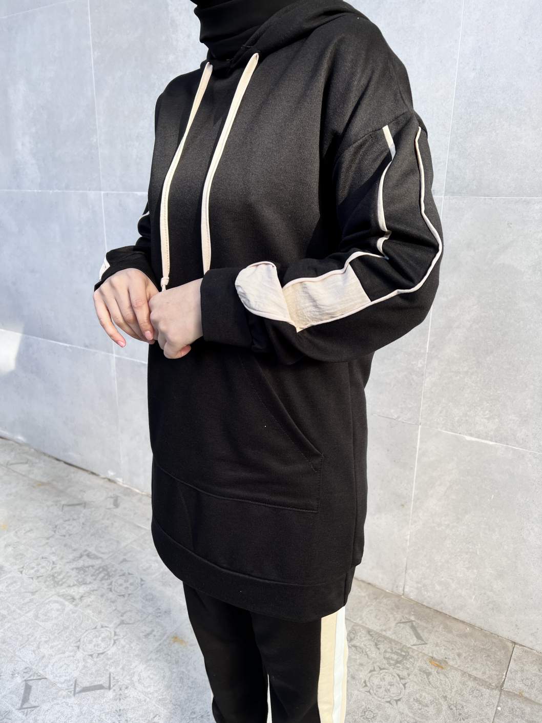 Aerobin Detaylı İkili Eşofman Takımı - Siyah Aerobin Detaylı İkili Eşofman Takımı - Siyah