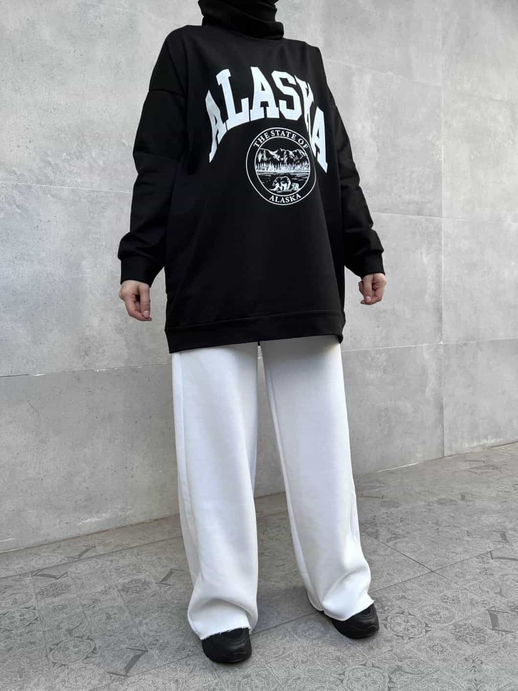 Alaska Baskılı Sweatshirt - Siyah