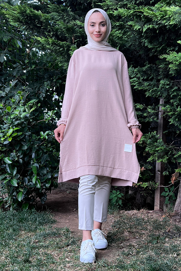 Armalı Ayrobin Kumaş Tunik - Krem