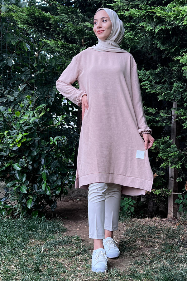Armalı Ayrobin Kumaş Tunik - Krem