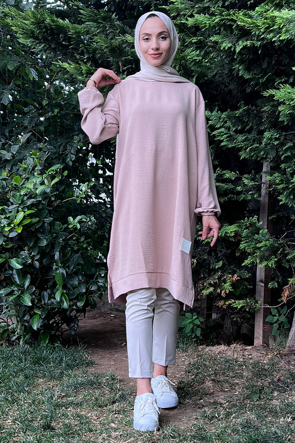 Armalı Ayrobin Kumaş Tunik - Krem