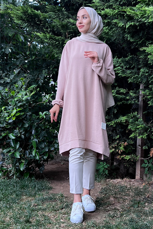 Armalı Ayrobin Kumaş Tunik - Krem