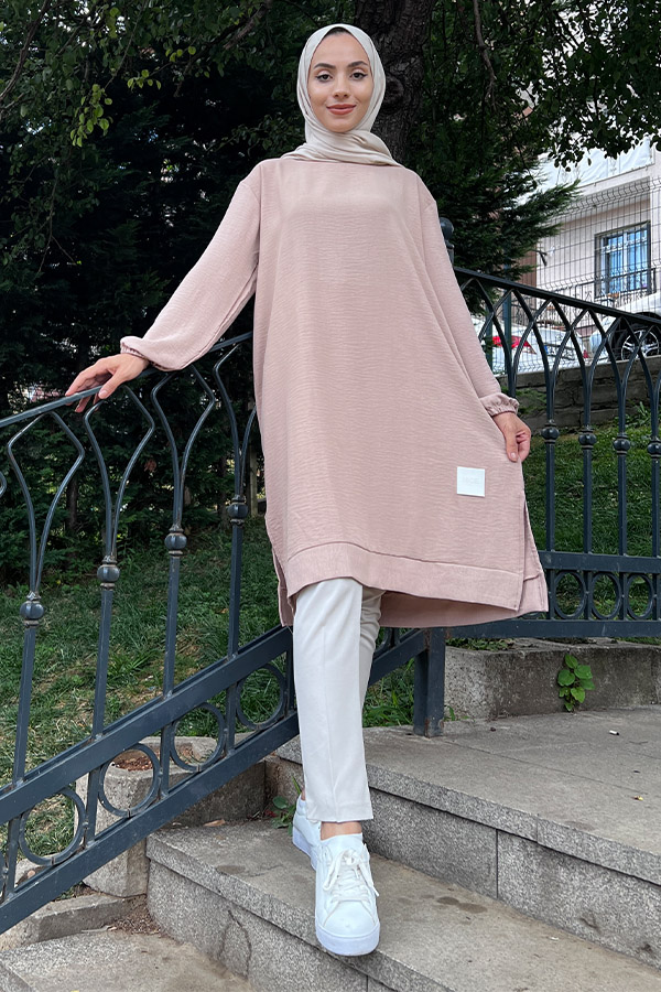 Armalı Ayrobin Kumaş Tunik - Krem