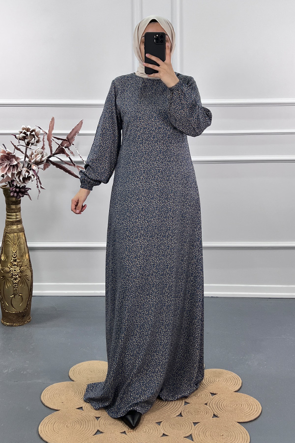 Belden Oturtmalı Elbise - Mavi