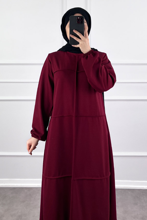 Burgu Kumaş Elbise - Bordo