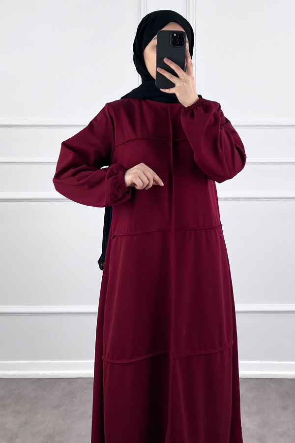 Burgu Kumaş Elbise - Bordo