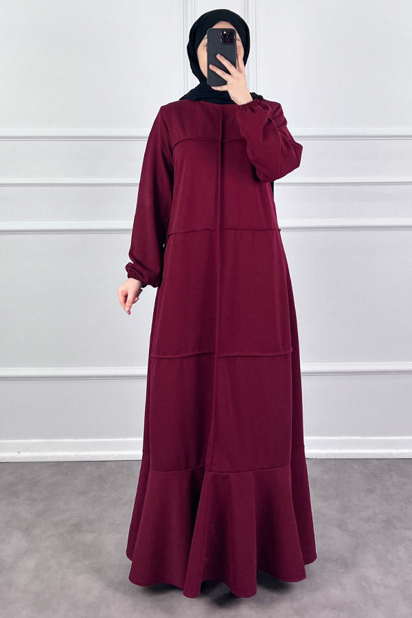 Burgu Kumaş Elbise - Bordo