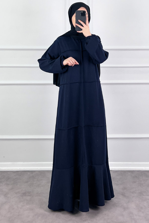 Burgu Kumaş Elbise - Lacivert