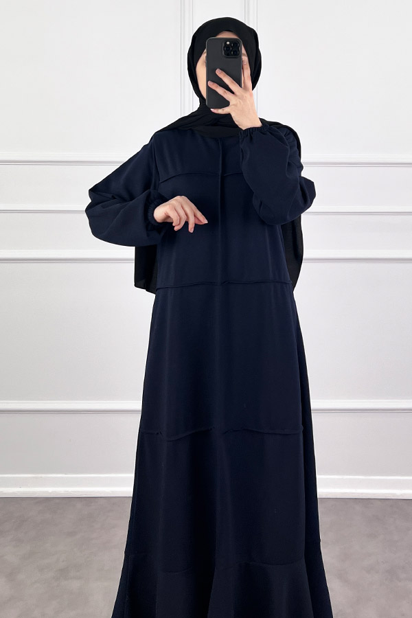 Burgu Kumaş Elbise - Lacivert