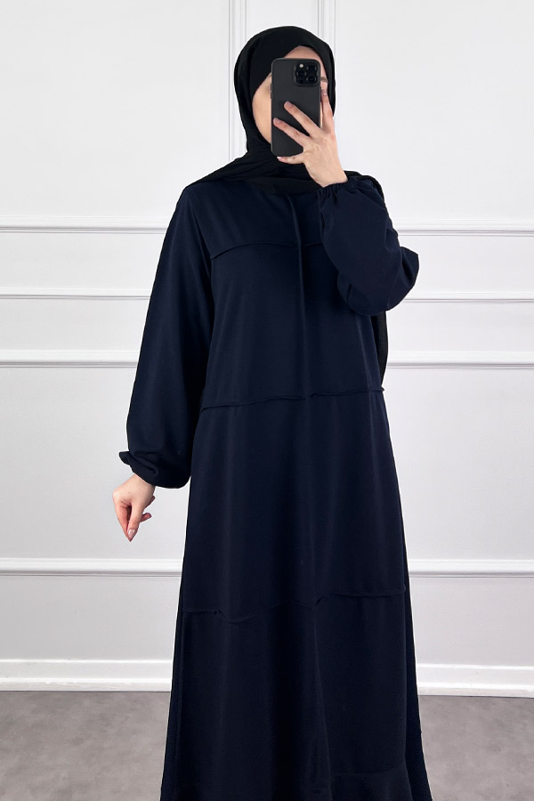 Burgu Kumaş Elbise - Lacivert