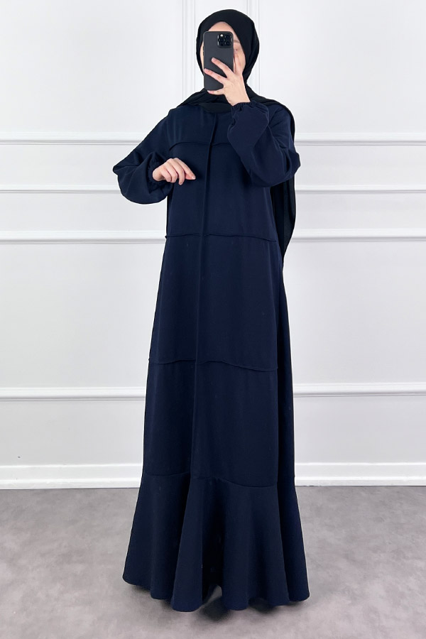 Burgu Kumaş Elbise - Lacivert