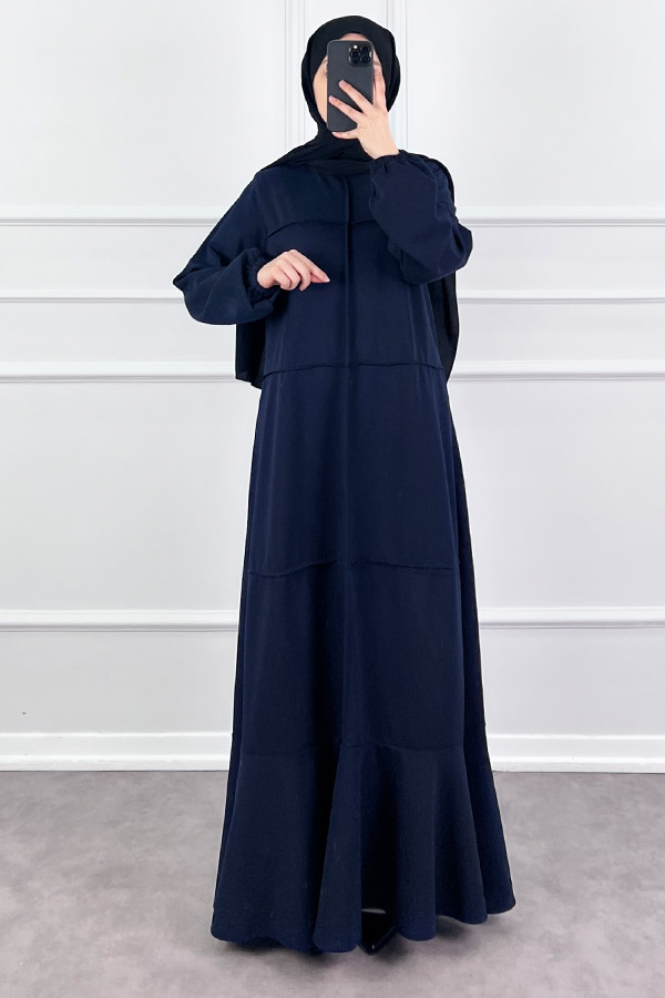 Burgu Kumaş Elbise - Lacivert