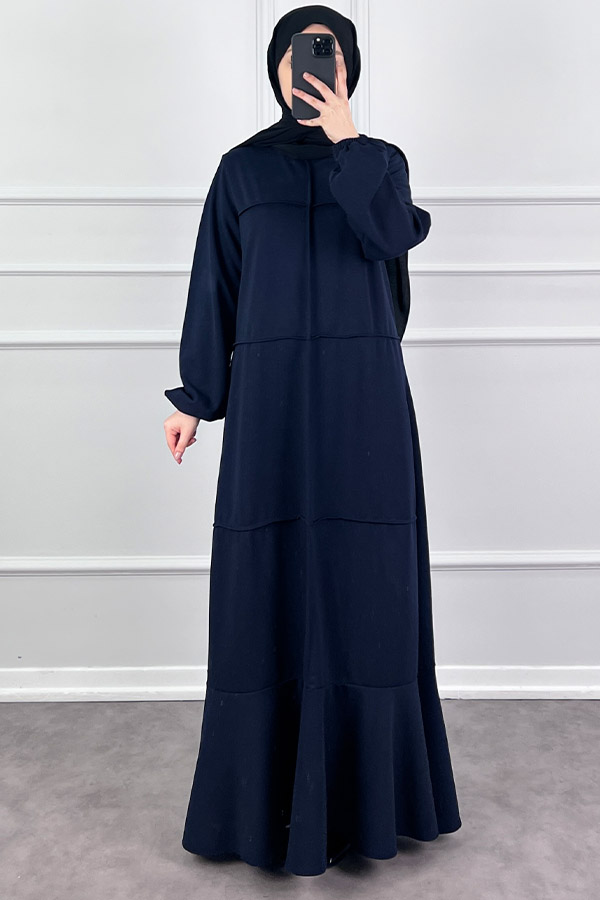 Burgu Kumaş Elbise - Lacivert