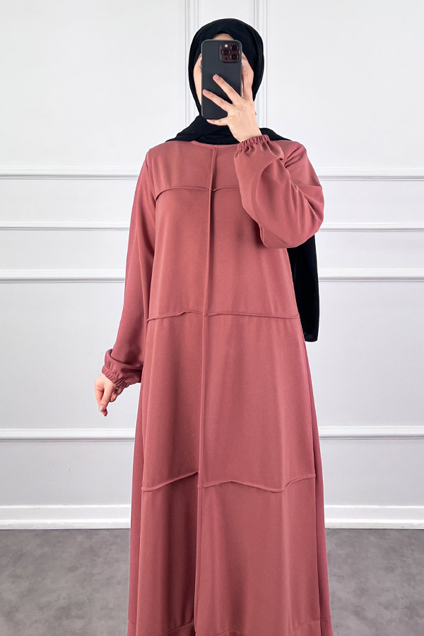 Burgu Kumaş Elbise - Pudra