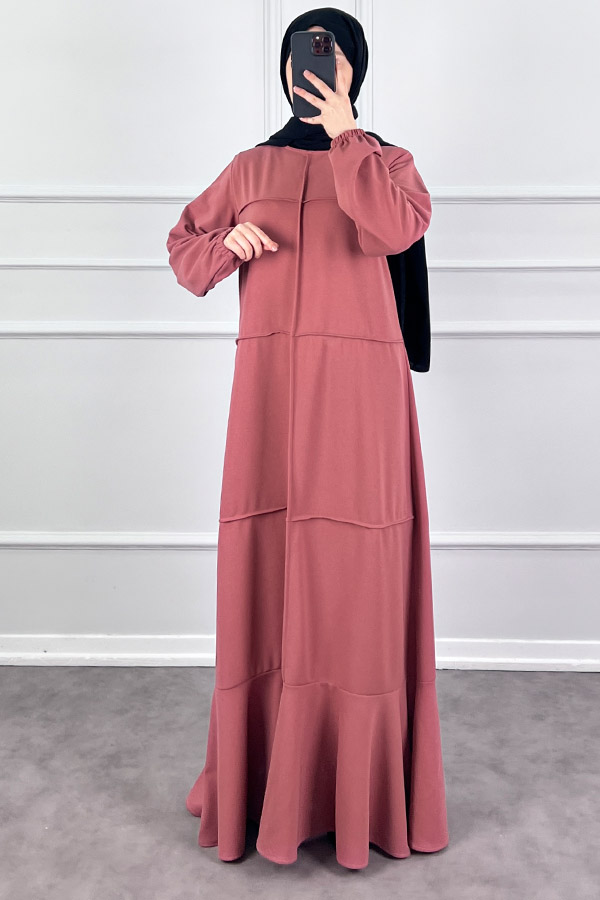 Burgu Kumaş Elbise - Pudra