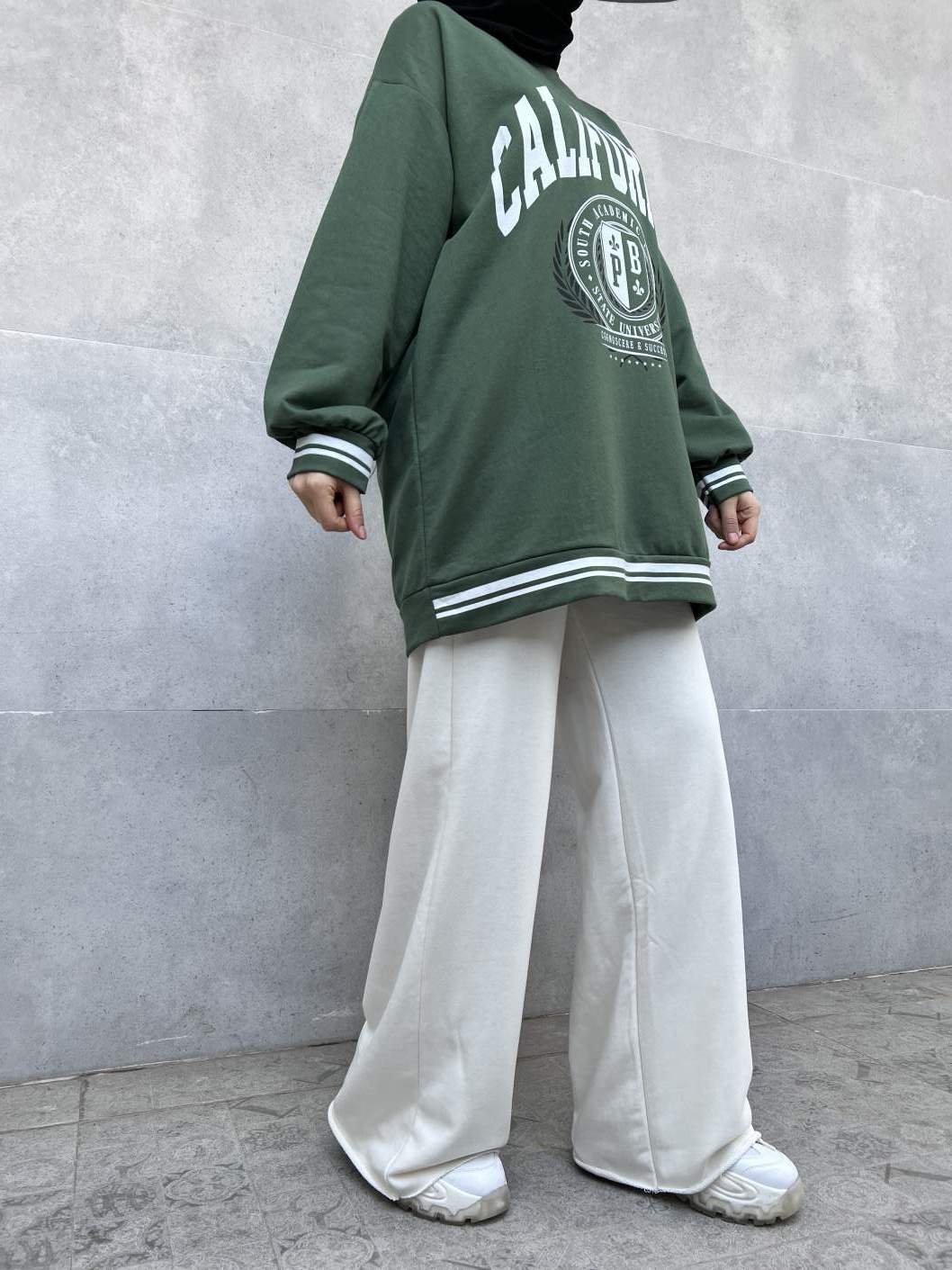 California Baskılı Sweatshirt - Yeşil