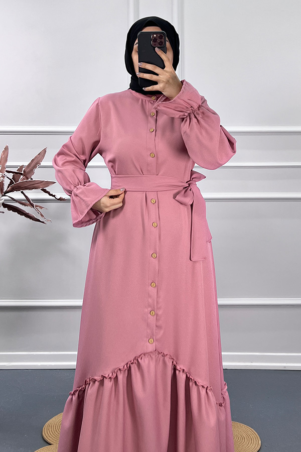 Çapraz Detaylı Elbise - Pembe Çapraz Detaylı Elbise - Pembe