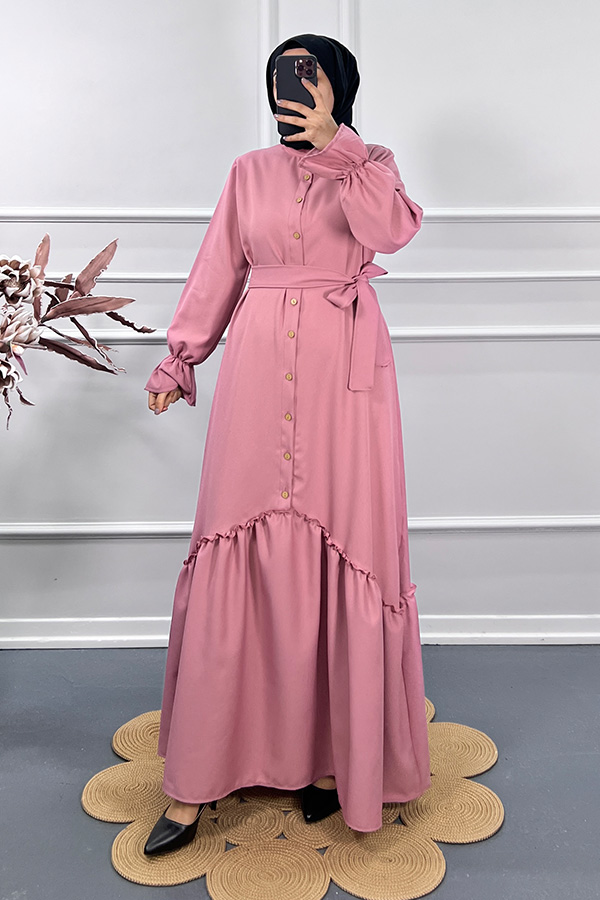 Çapraz Detaylı Elbise - Pembe Çapraz Detaylı Elbise - Pembe