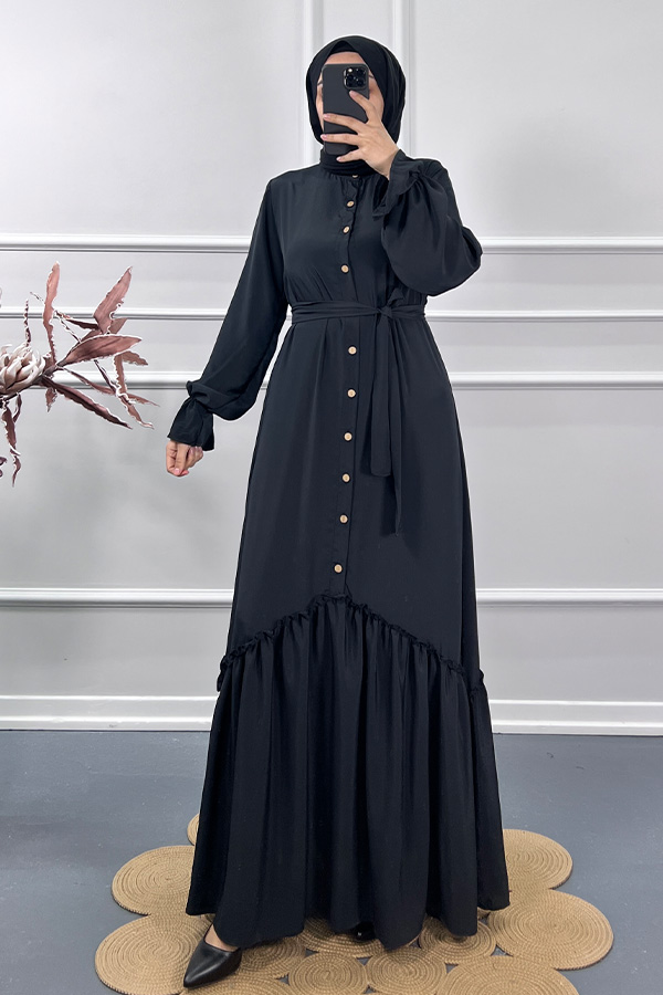 Çapraz Detaylı Elbise - Siyah Çapraz Detaylı Elbise - Siyah