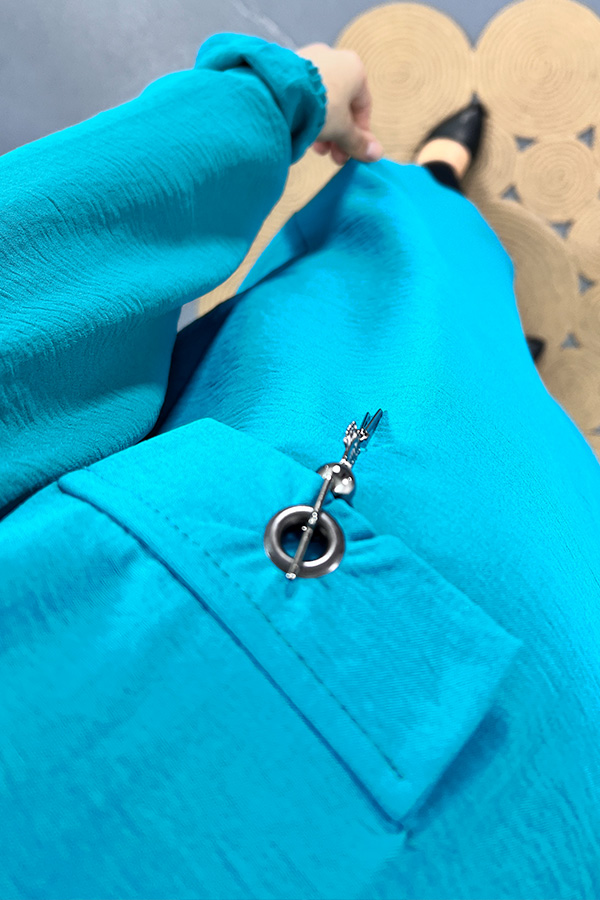 Cep Detaylı Tunik - Mavi