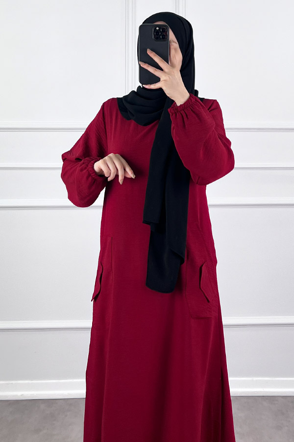 Cepli Ayrobin Elbise - Bordo