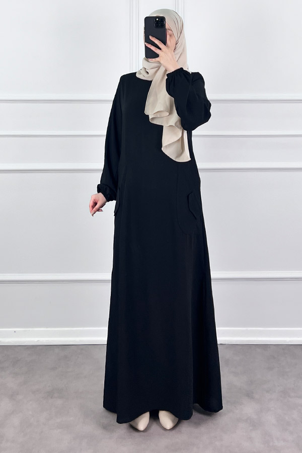 Cepli Ayrobin Elbise - Siyah