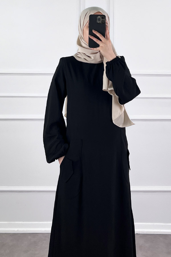 Cepli Ayrobin Elbise - Siyah