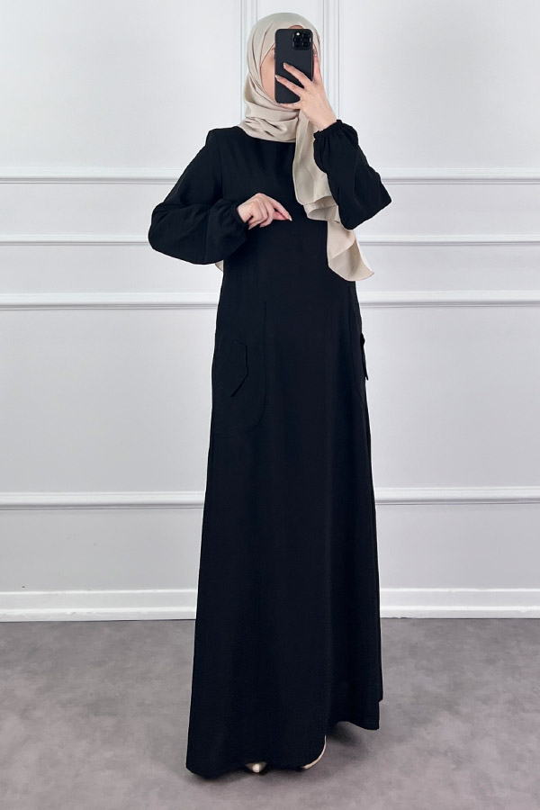 Cepli Ayrobin Elbise - Siyah