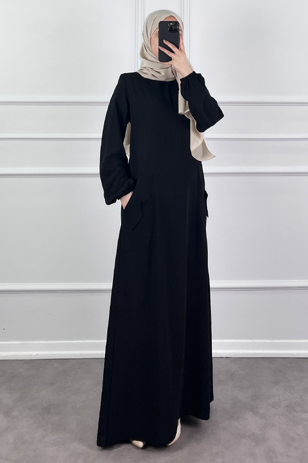 Cepli Ayrobin Elbise - Siyah