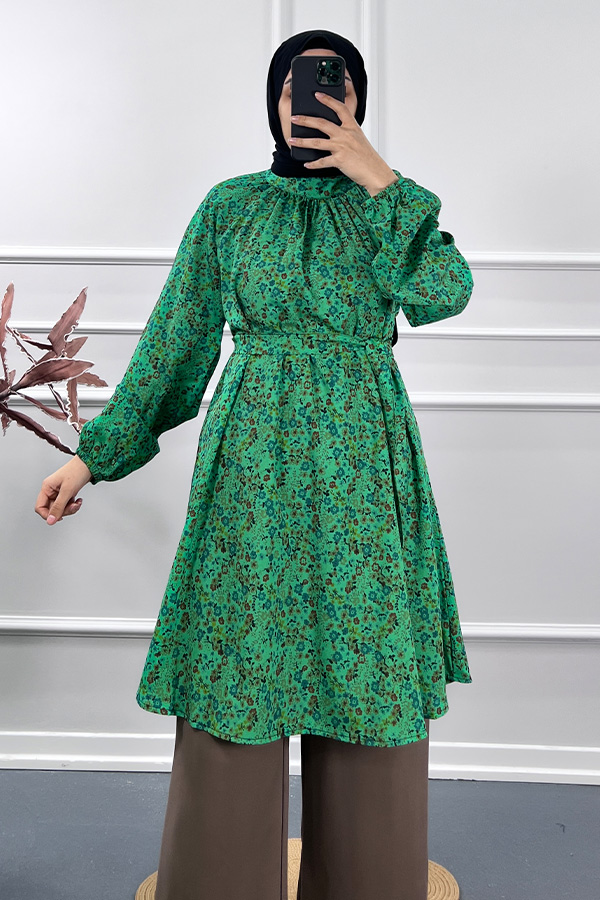 Çiçek Desenli İkili Takım - Yeşil