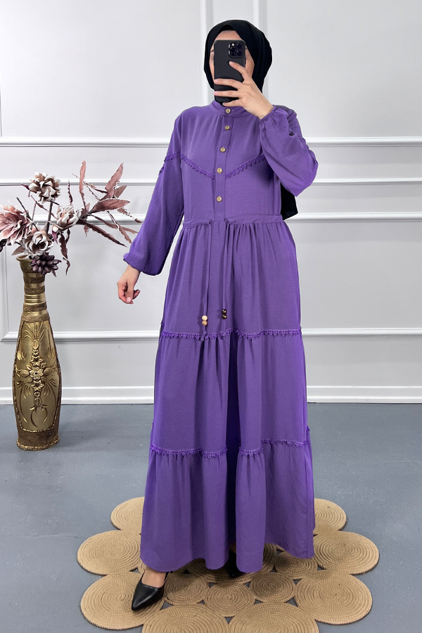 Dantel Detay Elbise - Mor Dantel Detay Elbise - Mor