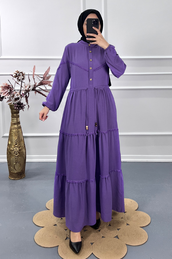 Dantel Detay Elbise - Mor Dantel Detay Elbise - Mor