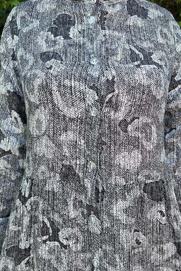 Desenli Elbise - Gri