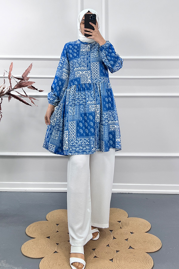 Etnik Desen İkili Takım - Mavi Etnik Desen İkili Takım - Mavi