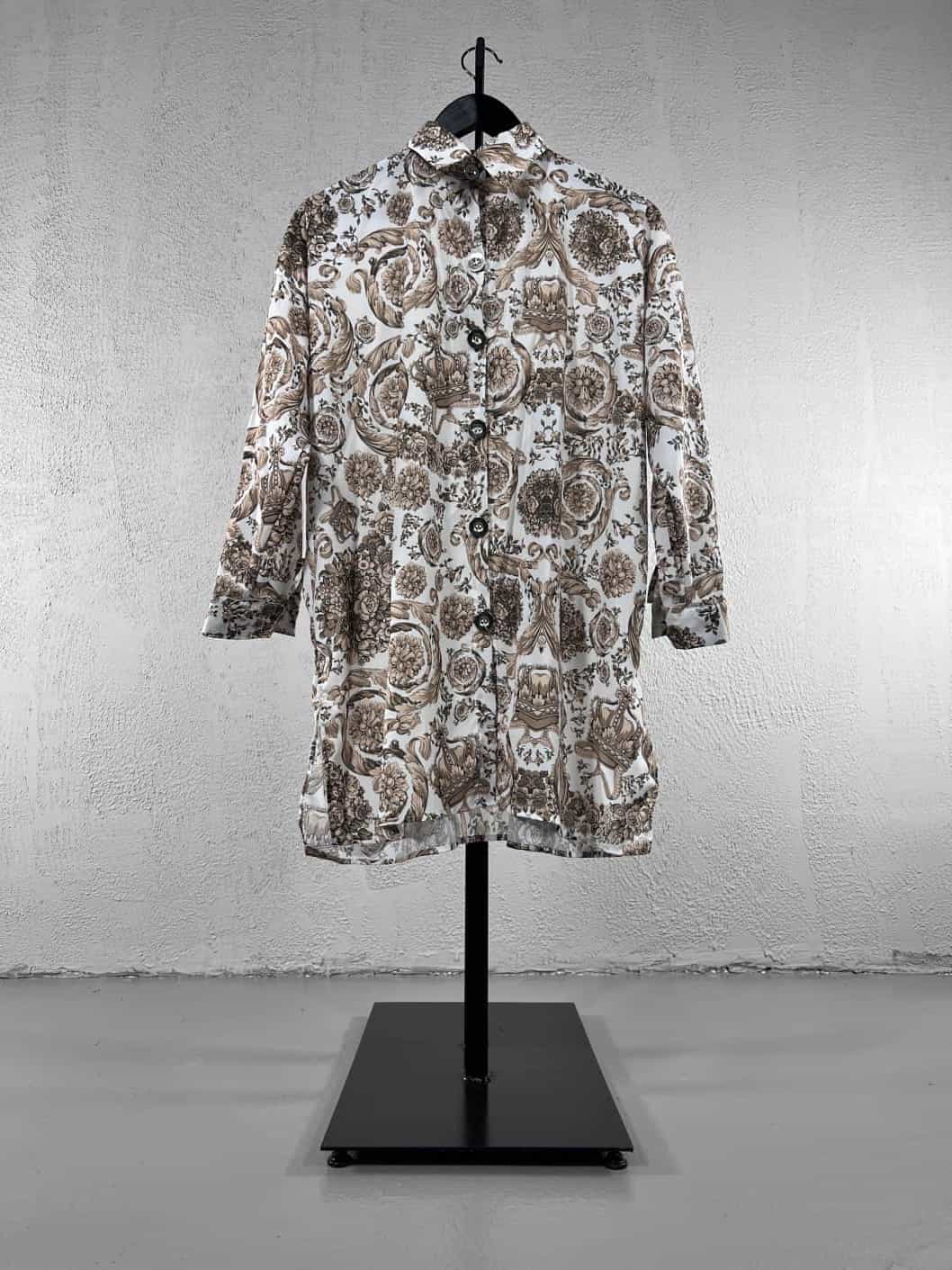 Etnik Desenli Gömlek - Krem