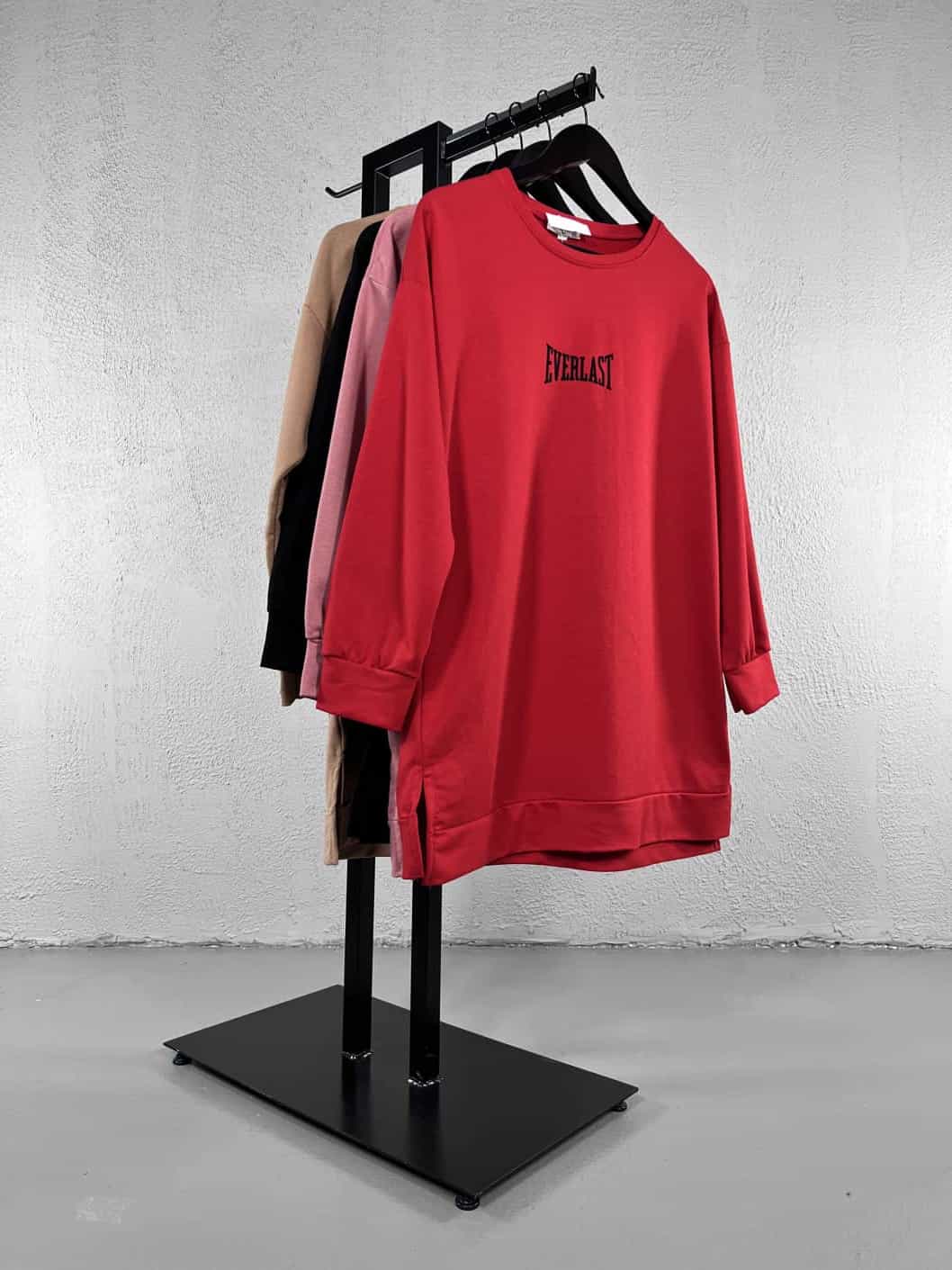 Everlast Baskılı Sweatshirt - Kırmızı