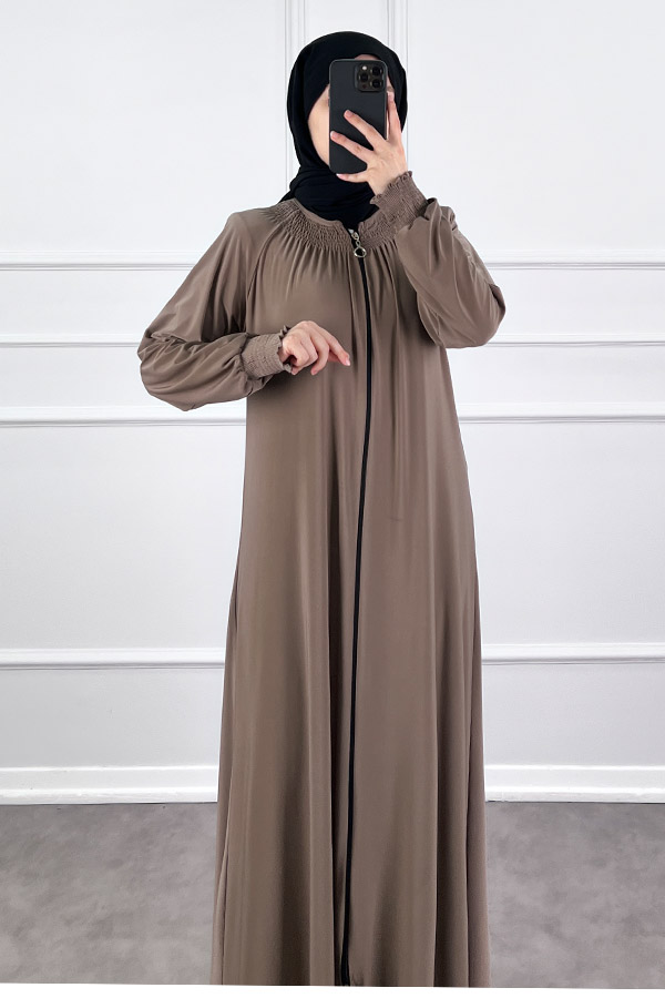 Fermuarlı Gipeli Ferace - Vizon