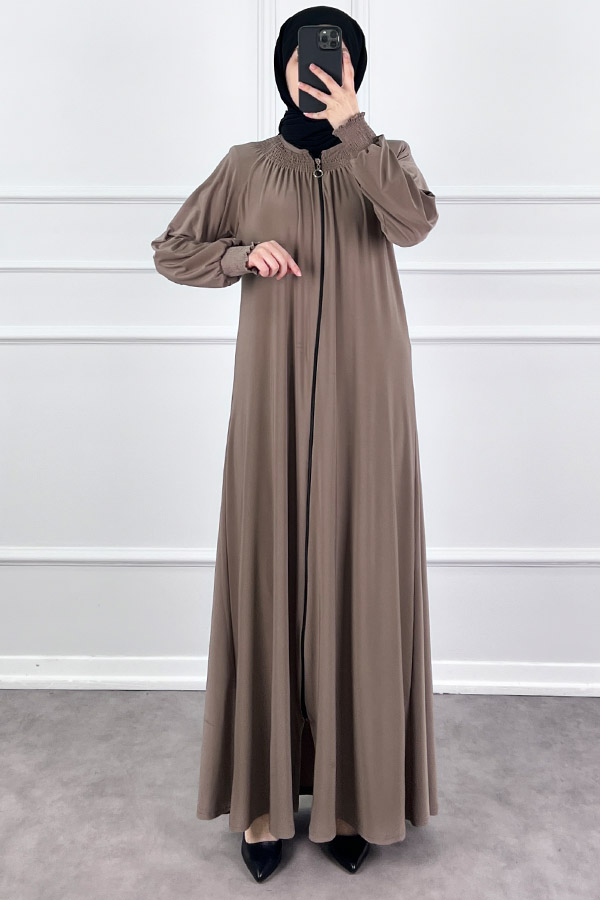 Fermuarlı Gipeli Ferace - Vizon