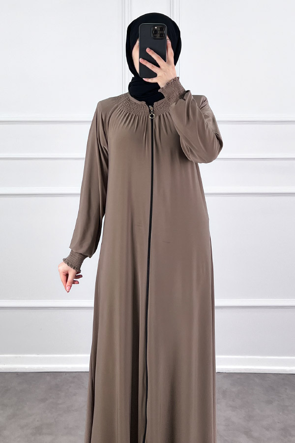 Fermuarlı Gipeli Ferace - Vizon