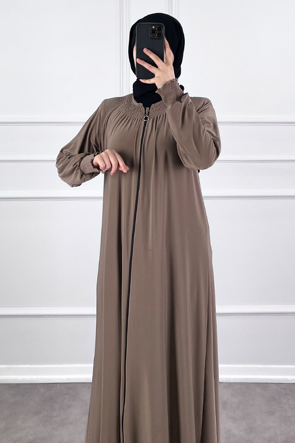 Fermuarlı Gipeli Ferace - Vizon