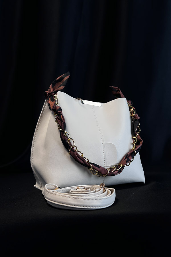 Fularlı Çanta - Beyaz