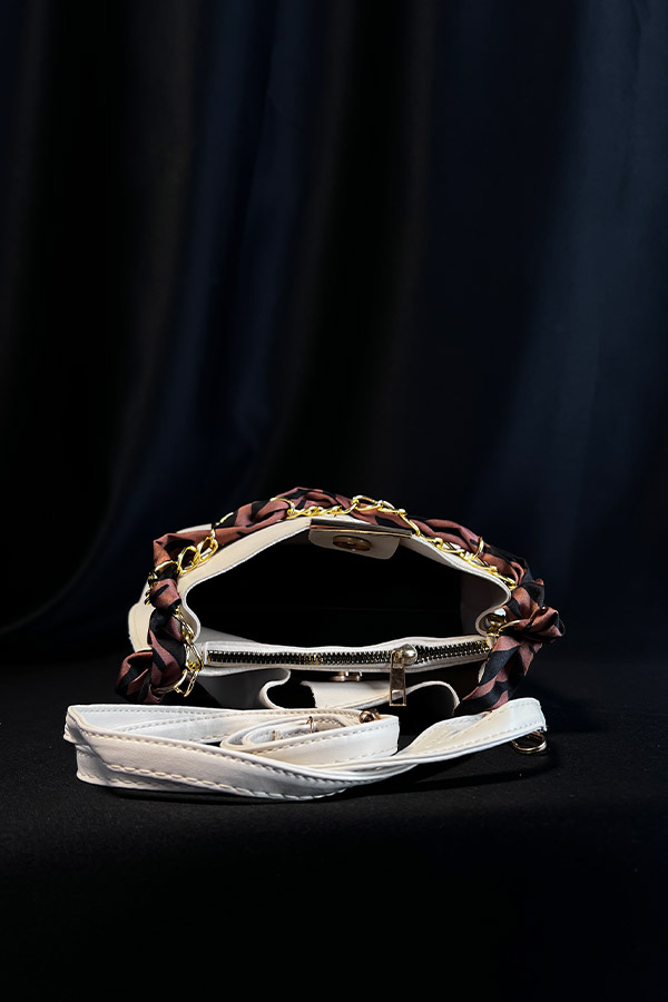 Fularlı Çanta - Beyaz